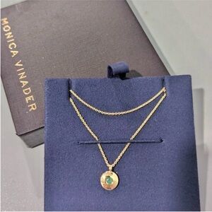 Monica Vinader Gold Necklace with Emerald Accent